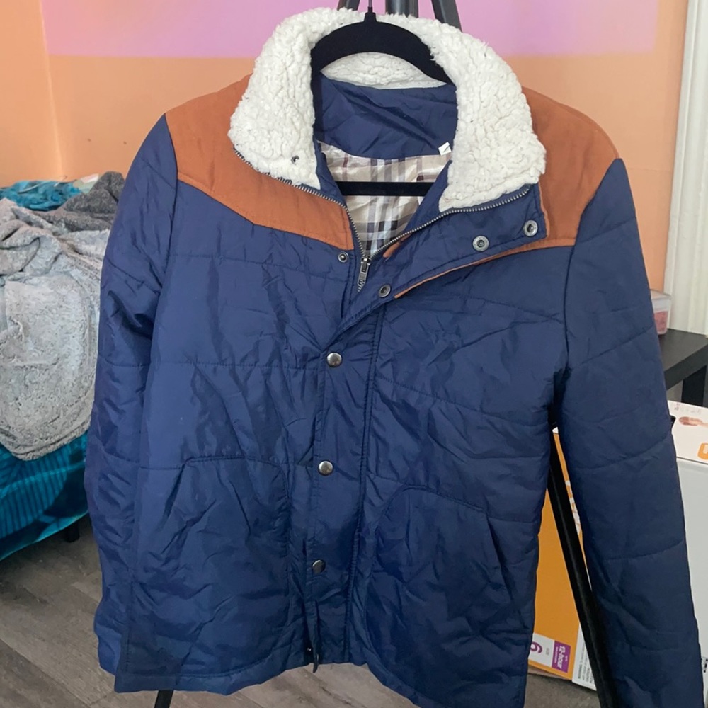 Rain jacket blue brown